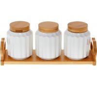 Набор банок для специй Nouvelle Home Naturel 3 банки 350мл на подставке