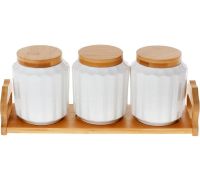 Набор банок для специй Nouvelle Home Naturel 3 банки 600мл на подставке