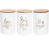 Набор банок Merceyl "Coffe Sugar Tea" 3 банки по 800мл керамические с бамбуковыми крышками