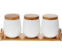 Набор банок Nouvelle Home Viola 3 банки 900мл для сыпучих продуктов на подставке