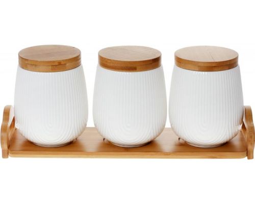 Набор банок Nouvelle Home Viola 3 банки 900мл для сыпучих продуктов на подставке Набор банок Nouvelle Home Viola 3 банки 900мл для сыпучих продуктов на подставке