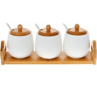 Набор банок с ложками Nouvelle Home Viola 3 банки 350мл для сыпучих продуктов на подставке