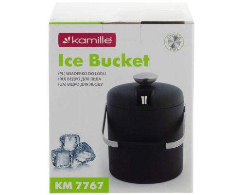 Термо-ведерко Kamille Black 1300мл для льда с крышкой и каплесборником