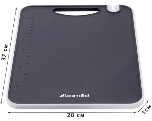 Дошка обробна Kamille Kumamoto пластикова 37x28x0.8см з точила для ножів Дошка обробна Kamille Kumamoto пластикова 37x28x0.8см з точила для ножів