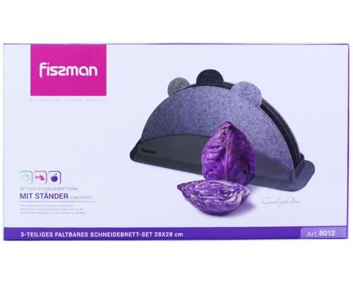 Набір 3 складні обробні дошки Fissman 28х28см на підставці, сірі Набір 3 складні обробні дошки Fissman 28х28см на підставці, сірі