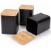 Хлібниця Kamille Black&Wood 36х22х20см з дерев'яною кришкою + 3 ємності для зберігання, чорна
