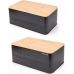 Хлібниця Kamille Black&Wood 36х22х20см з дерев'яною кришкою + 3 ємності для зберігання, чорна