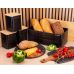 Хлібниця Kamille Black&Wood 36х22х20см з дерев'яною кришкою + 3 ємності для зберігання, чорна