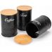 Хлібниця Kamille Black&Wood 36х22х20см з дерев'яною кришкою + 3 ємності для зберігання, чорні