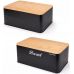 Хлібниця Kamille Black&Wood 36х22х20см з дерев'яною кришкою + 3 ємності для зберігання, чорні