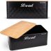 Хлібниця Kamille Black&Wood 36х22х20см з дерев'яною кришкою + 3 ємності для зберігання, чорні