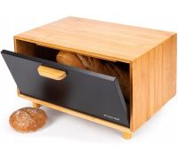 Хлібниця Kamille Black&Wood бамбукова 36х26х23см зі сталевою кришкою