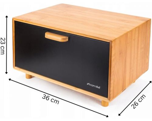 Хлібниця Kamille Black&Wood бамбукова 36х26х23см зі сталевою кришкою