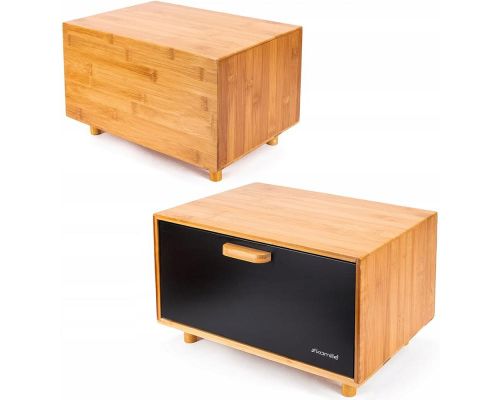 Хлібниця Kamille Black&Wood бамбукова 36х26х23см зі сталевою кришкою