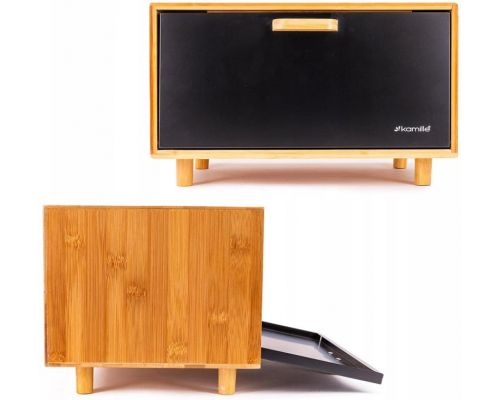 Хлібниця Kamille Black&Wood бамбукова 36х26х23см зі сталевою кришкою