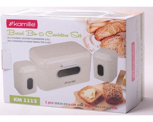 Хлебница Kamille Breadbasket Steel 30х19.5см и 2 емкости для хранения Хлебница Kamille Breadbasket Steel 30х19.5см и 2 емкости для хранения