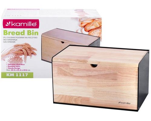 Хлебница Kamille Breadbasket Steel&Bamboo 35.5х21.5х19.5см из нержавеющей стали Хлебница Kamille Breadbasket Steel&Bamboo 35.5х21.5х19.5см из нержавеющей стали