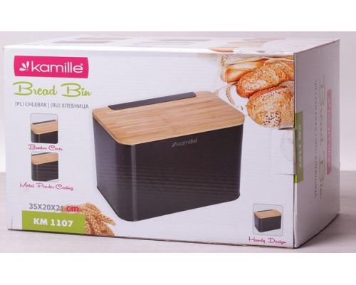 Хлібниця Kamille Breadbasket Steel&Bamboo 35х20см з нержавіючої сталі Хлібниця Kamille Breadbasket Steel&Bamboo 35х20см з нержавіючої сталі