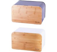Хлебница Kamille Breadbasket Steel&Bamboo 35х21х21см из нержавеющей стали