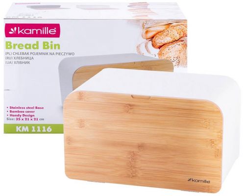 Хлебница Kamille Breadbasket Steel&Bamboo 35х21х21см из нержавеющей стали Хлебница Kamille Breadbasket Steel&Bamboo 35х21х21см из нержавеющей стали