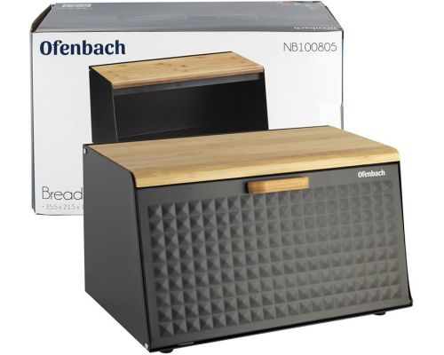 Хлебница Ofenbach Breadbox 35.5х21.5х19.5см, нержавеющая сталь, черный Хлебница Ofenbach Breadbox 35.5х21.5х19.5см, нержавеющая сталь, черный