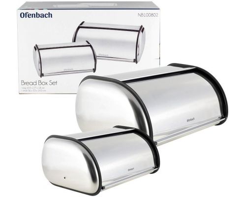 Набор 2 хлебницы Ofenbach Breadbox 43.5х27х18 и 36х23х14см из нержавеющей стали, серебро Набор 2 хлебницы Ofenbach Breadbox 43.5х27х18 и 36х23х14см из нержавеющей стали, серебро
