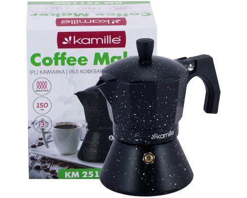 Кавоварка гейзерна Kamille Andel Black 150мл на 3 чашки Кавоварка гейзерна Kamille Andel Black 150мл на 3 чашки
