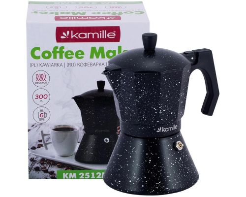 Кофеварка гейзерная Kamille Andel Black 300мл на 6 чашек Кофеварка гейзерная Kamille Andel Black 300мл на 6 чашек