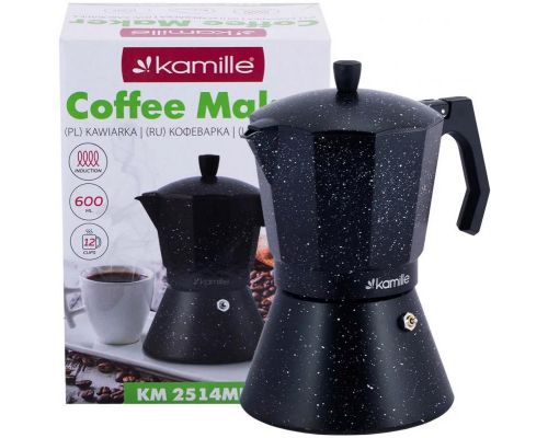 Кофеварка гейзерная Kamille Andel Black 600мл на 12 чашек Кофеварка гейзерная Kamille Andel Black 600мл на 12 чашек