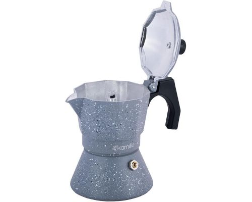 Кофеварка гейзерная Kamille Andel Grey 150мл на 3 чашки Кофеварка гейзерная Kamille Andel Grey 150мл на 3 чашки