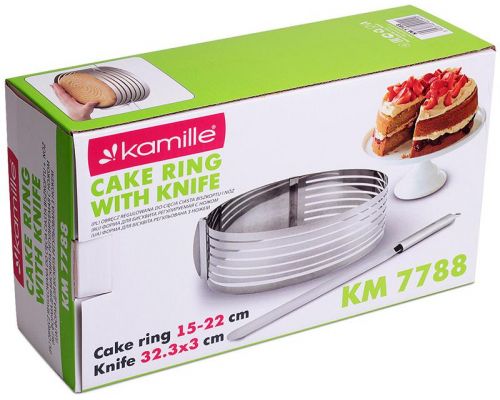 Форма Kamille для нарезки бисквита 15-20см, регулируемая с ножом