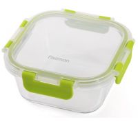 Контейнер для продуктов Fissman Purity 470мл стеклянный, 14х14х6см квадратный