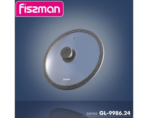 Крышка стеклянная Fissman ARCADES Ø24см с силиконовым ободом (серый мрамор) Крышка стеклянная Fissman ARCADES Ø24см с силиконовым ободом (серый мрамор)