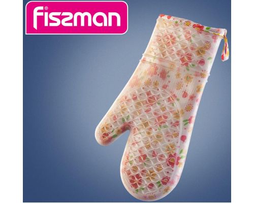 Кухонная рукавица Fissman Pink Flower 32см, хлопок с силиконовым покрытием Кухонная рукавица Fissman Pink Flower 32см, хлопок с силиконовым покрытием