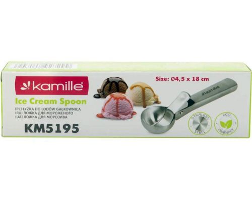 Ложка для мороженного Kamille 18см с выталкивателем, из нержавеющей стали