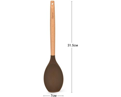 Ложка сервировочная (поварская) Fissman Chef's Tools 31.5см силикон, шоколадный Ложка сервировочная (поварская) Fissman Chef's Tools 31.5см силикон, шоколадный