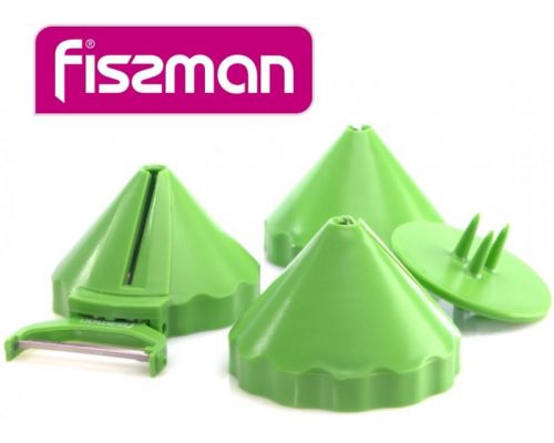 Набор 3 овощерезки Fissman Ø7х4.5см для декорирования блюд + овощечистка Набор 3 овощерезки Fissman Ø7х4.5см для декорирования блюд + овощечистка