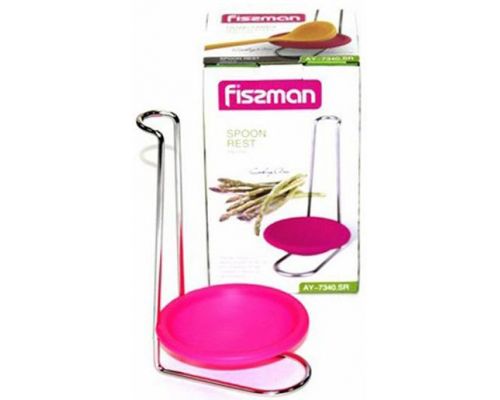 Подставка для половника Fissman с силиконовым блюдцем, розовая Подставка для половника Fissman с силиконовым блюдцем, розовая
