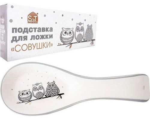 Подставка под ложку Be Happy «Совушки» керамическая 23х2.5см Подставка под ложку Be Happy «Совушки» керамическая 23х2.5см