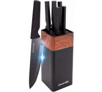 Набор 5 кухонных ножей Kamille Acacia Black с подставкой-колодой