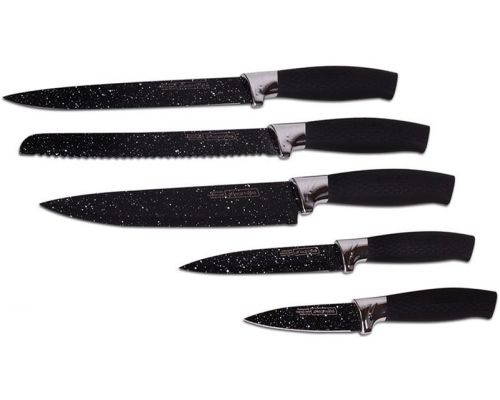Набор кухонных ножей Kamille Shrenky Black 5 предметов в колоде Набор кухонных ножей Kamille Shrenky Black 5 предметов в колоде