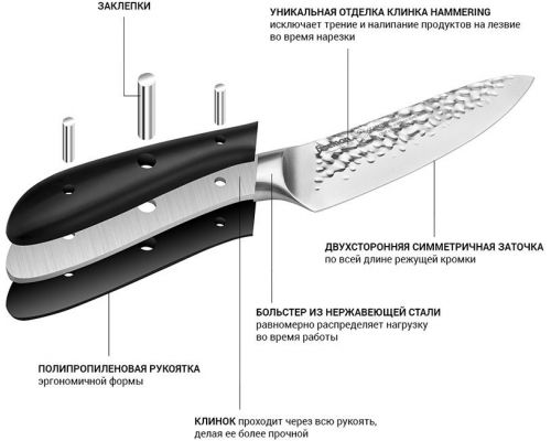 Ніж кухарський Fissman Hattori 15см hammered з нержавіючої сталі Ніж кухарський Fissman Hattori 15см hammered з нержавіючої сталі