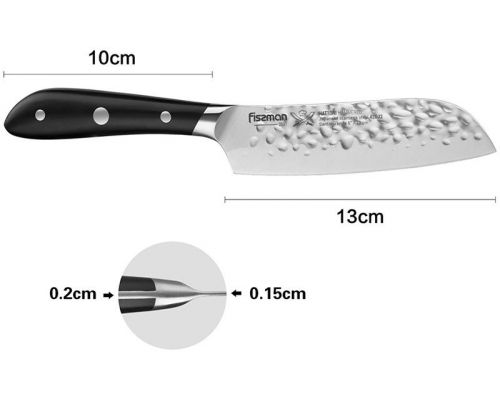 Ніж сантоку Fissman Hattori 13см hammered з нержавіючої сталі Ніж сантоку Fissman Hattori 13см hammered з нержавіючої сталі