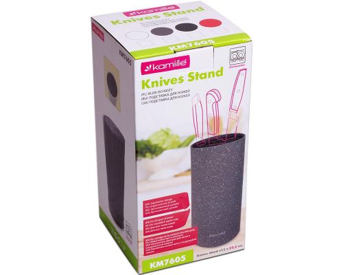Колода для ножей Kamille Brash Stand 22см пластиковая круглая Колода для ножей Kamille Brash Stand 22см пластиковая круглая