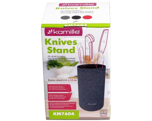 Колода для ножей Kamille Brash Stand Мрамор 18см пластиковая круглая