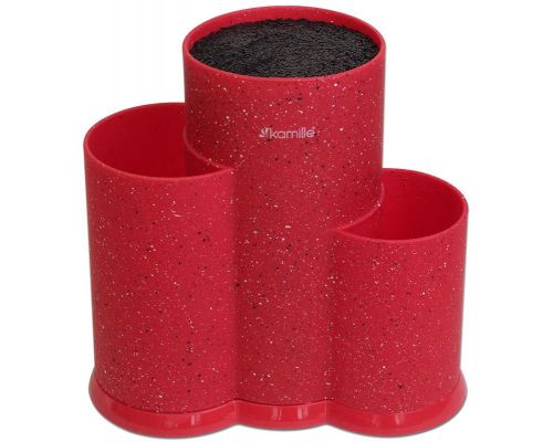 Колода для ножей Kamille Brash Stand тройная 22см пластиковая Колода для ножей Kamille Brash Stand тройная 22см пластиковая