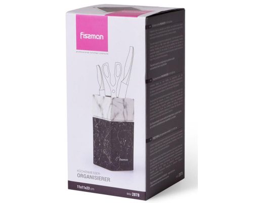Колода-подставка для ножей Fissman Marble 11х23см, пластик черно-белый Колода-подставка для ножей Fissman Marble 11х23см, пластик черно-белый