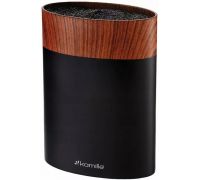 Подставка Kamille Acacia Black, колода для ножей 16х7х22см с полипропиленовым наполнителем