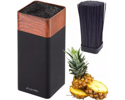 Подставка Kamille Acacia Black, колода для ножей 9.5х9.5х22см с полипропиленовым наполнителем
