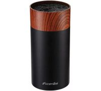 Подставка Kamille Acacia Black, колода для ножей Ø11х22см с полипропиленовым наполнителем